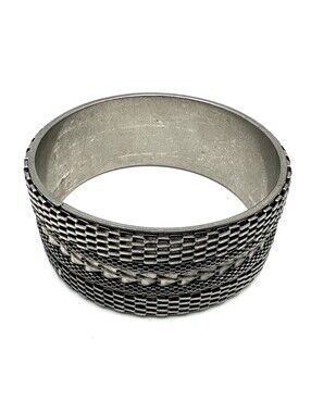 Vintage 80s Brutalist Cuff Bracelet Punk Goth Steampunk Industrial 8 Inch